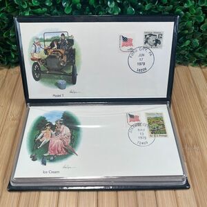 Vintage Stamp First Day of Issue Collection 1978 1979 8 Pieces and Book